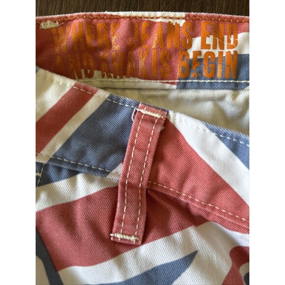 Union Jack UK Flag Alpha Khaki Straight Leg Cotton Blend 90s Retro Y2K 70s 30x30 - Picture 5 of 6